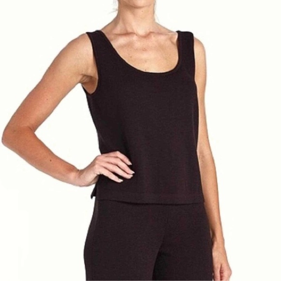 St. John Elegant Dark Brown Knit Tank Top Large - Picture 1 of 6